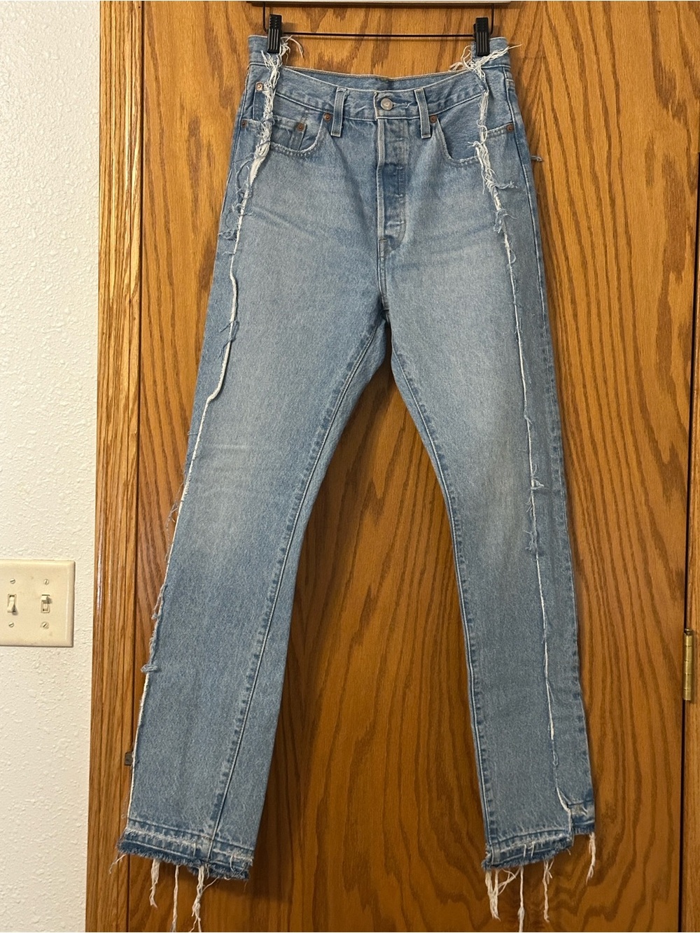NuDenim Redone Levi’s Blue Distressed Straight-Leg Jeans - Size 28 (waistband)